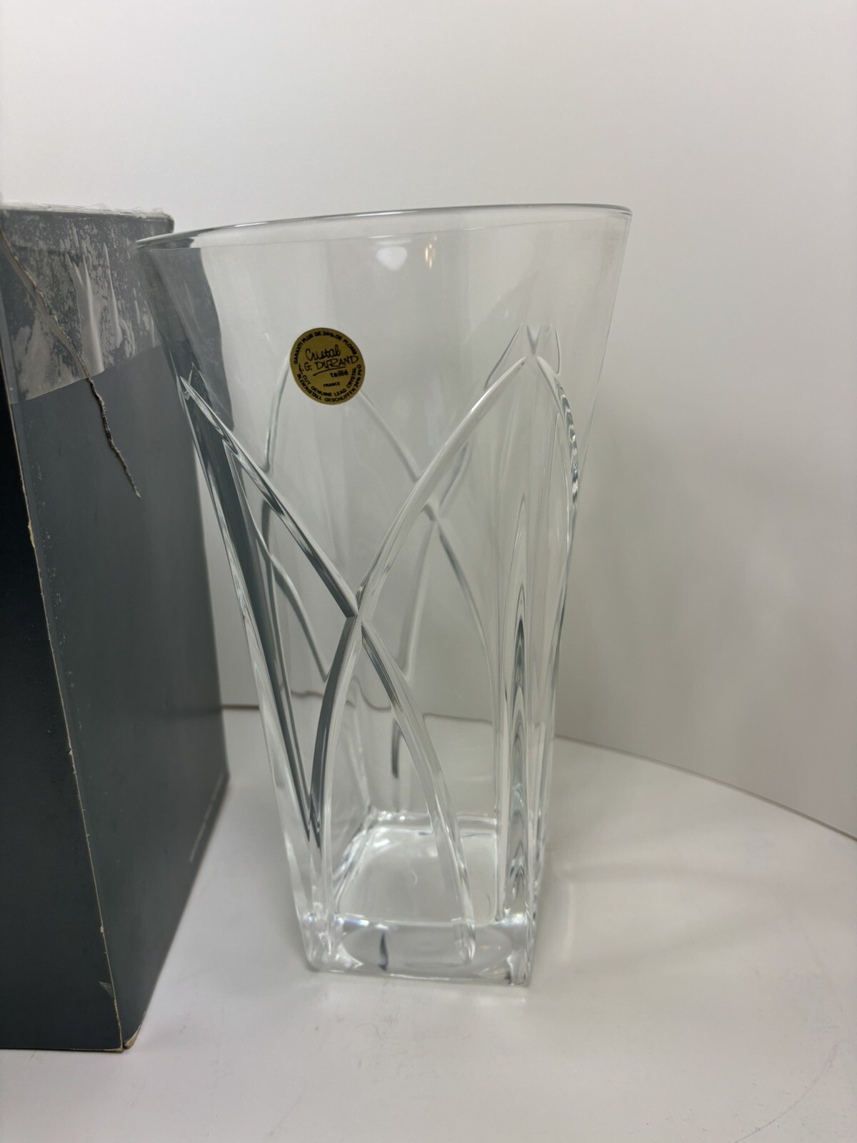 J.G.Durand Cristal d’Arques Lead Crystal Vase 9.5″ -France – In BOX