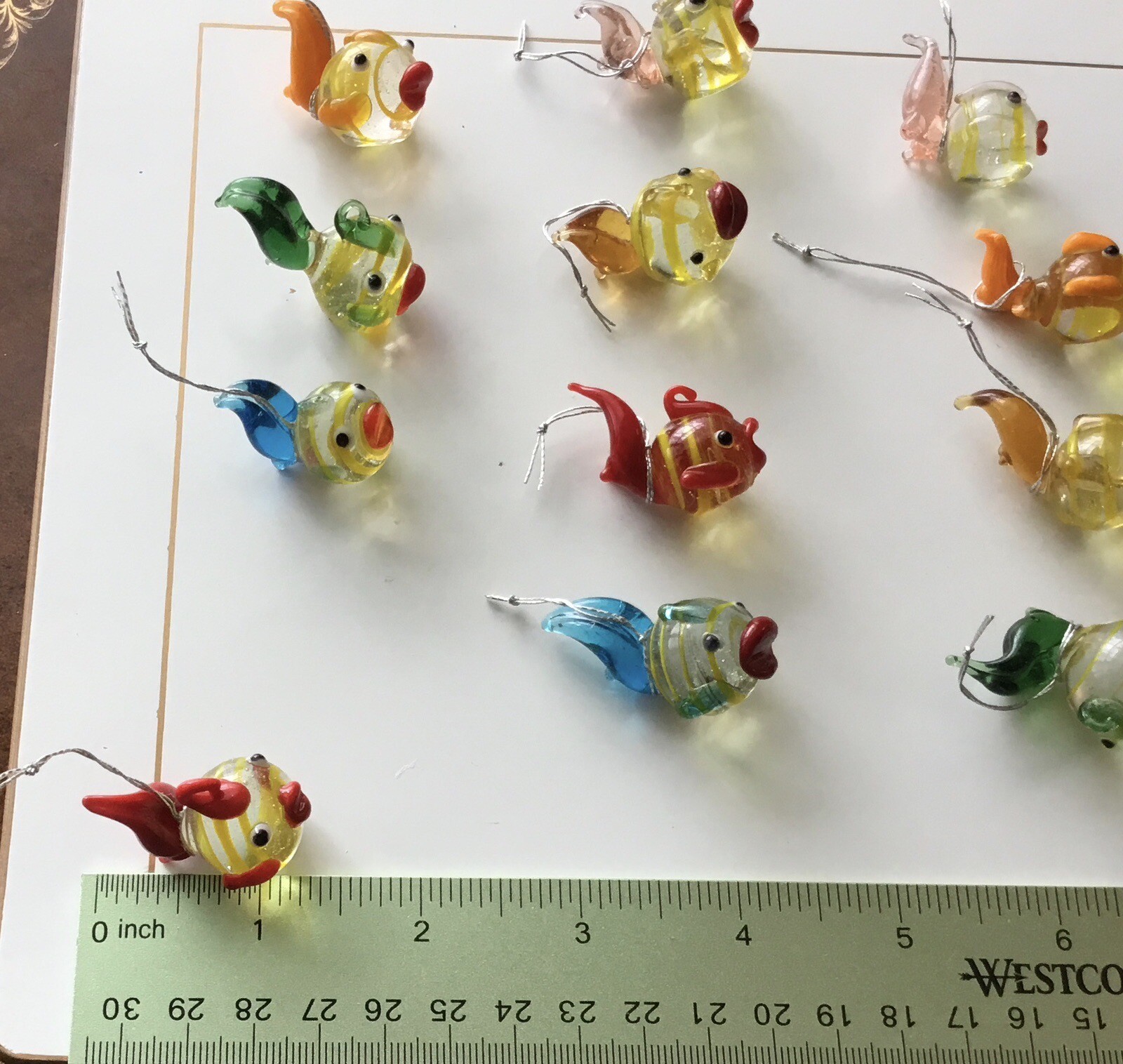 Vintage ORIENTAL TRADING CO. Glass Fish Ornaments, 1980’s, IOB. New Old stock.
