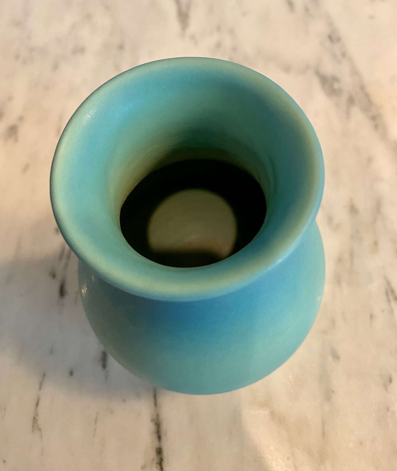 “Original” 1940’s Van Briggle Arts & Crafts Mission 5″ Vase, Ming Blue,Clem Hull