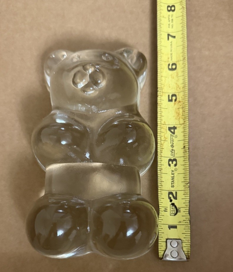 Solid Glass Gummy Bear Paper Weight 2lb 10oz Desk Decor Clear Haribo Style