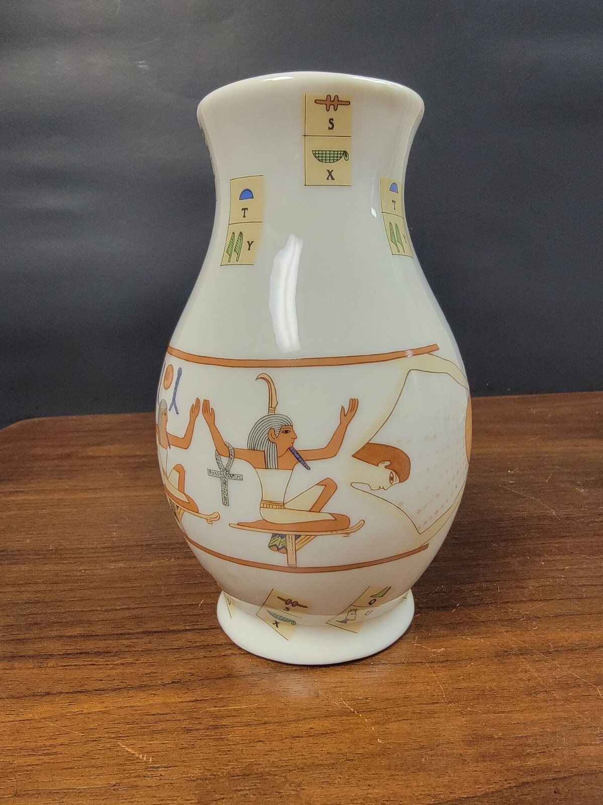 Vintagr Egyptian Fine Royal Porcelain T. Limoges Vase signed Fathi Mahmoud
