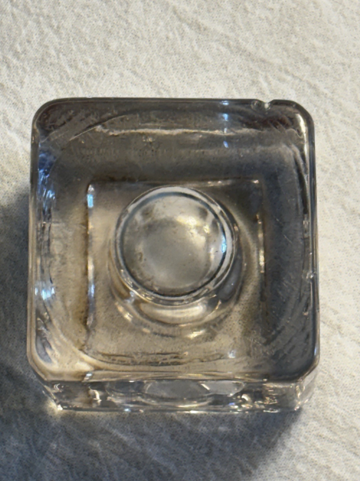 Vintage Inkwell Antique Clear Square Glass with a Divet for Holding Ink/Candle