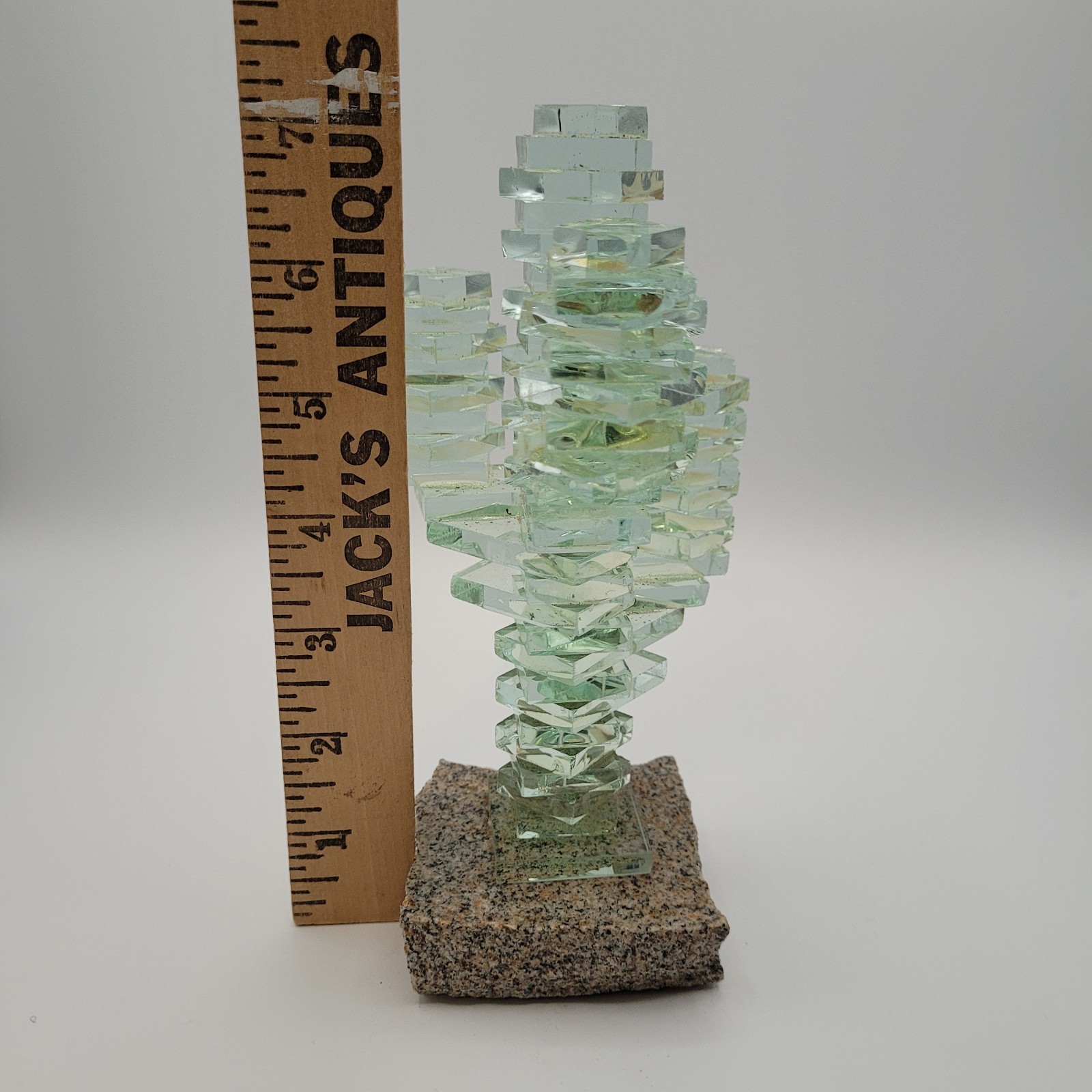 Stacked Art Glass Saguaro Cactus Figurine Sculpture Southwest Approx 7”H