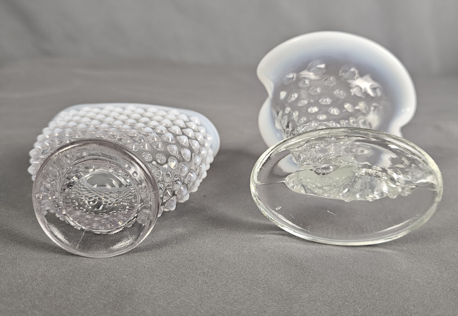 Fenton French Opalescent Hobnail Pattern 2 Small Vases