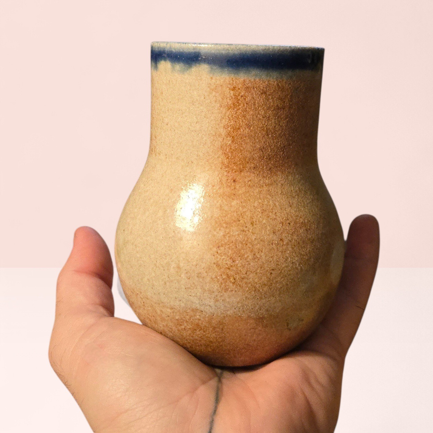Settle Ceramics Tan Drip Stoneware Mug Vase USA Handmade Studio Pottery Austin