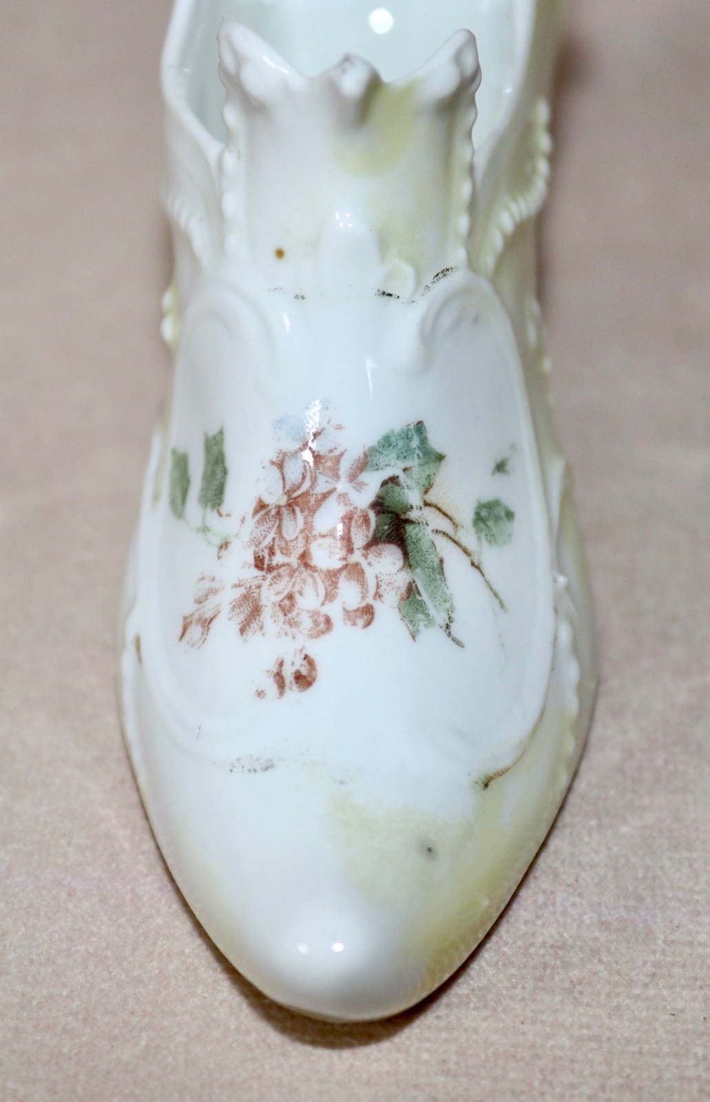 Porcelain Victorian Slipper ~ Yellow & White Floral Design