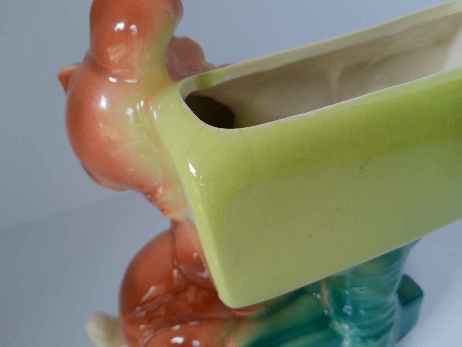 Vintage 1950’s Royal Copley Puppy DOG At Mailbox Flower Succulent Planter 8″