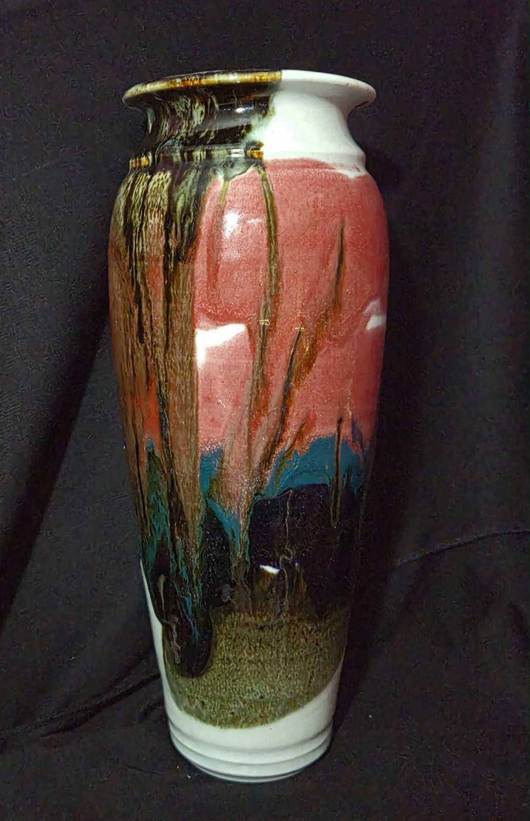 Vintage Ceramic Vase ~ Drip Effect Pottery ~ Mid 20th Century ~ Pottery Vase