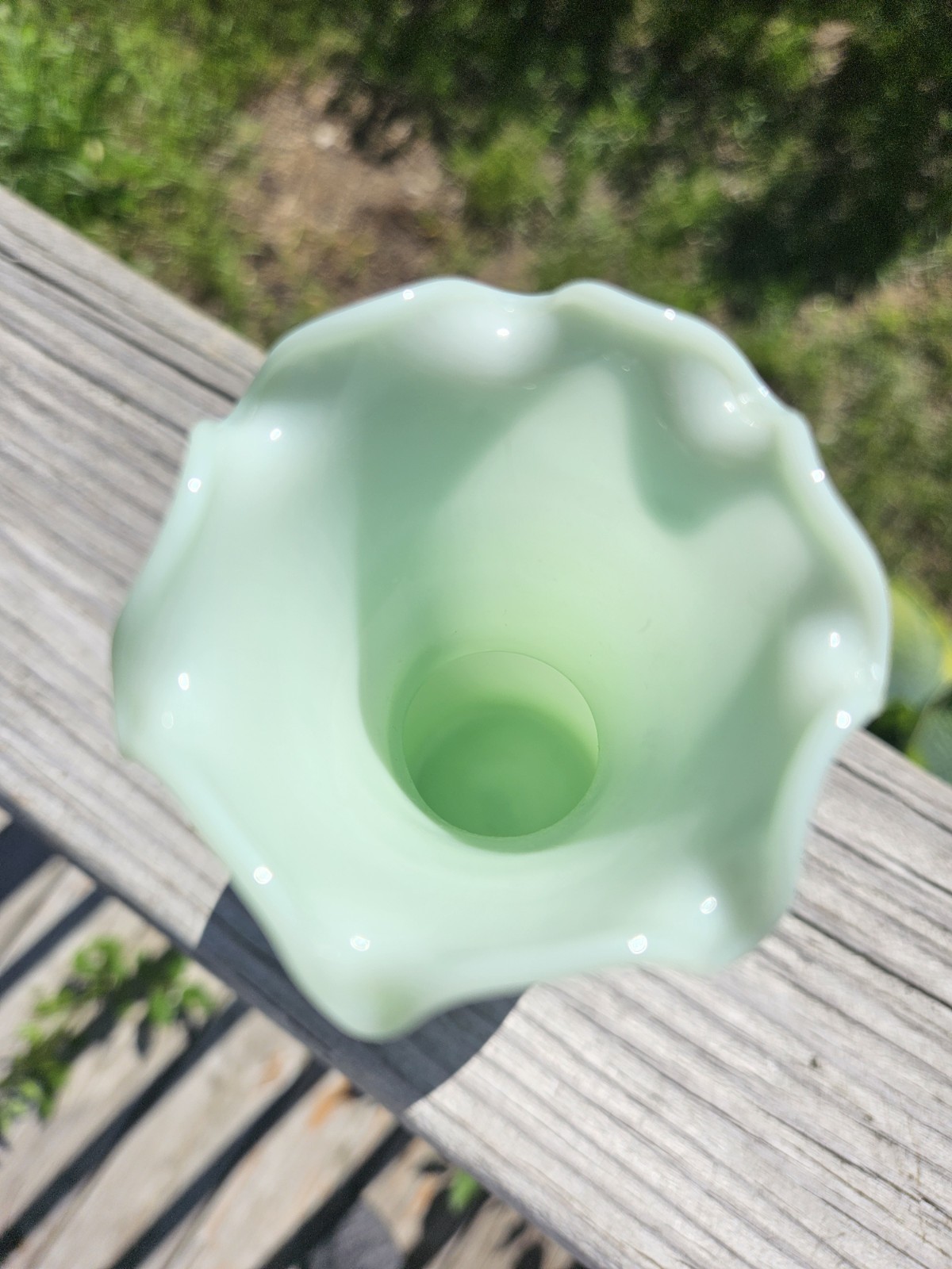 Jade Vase Green Glass 6 Tall Bud Vase
