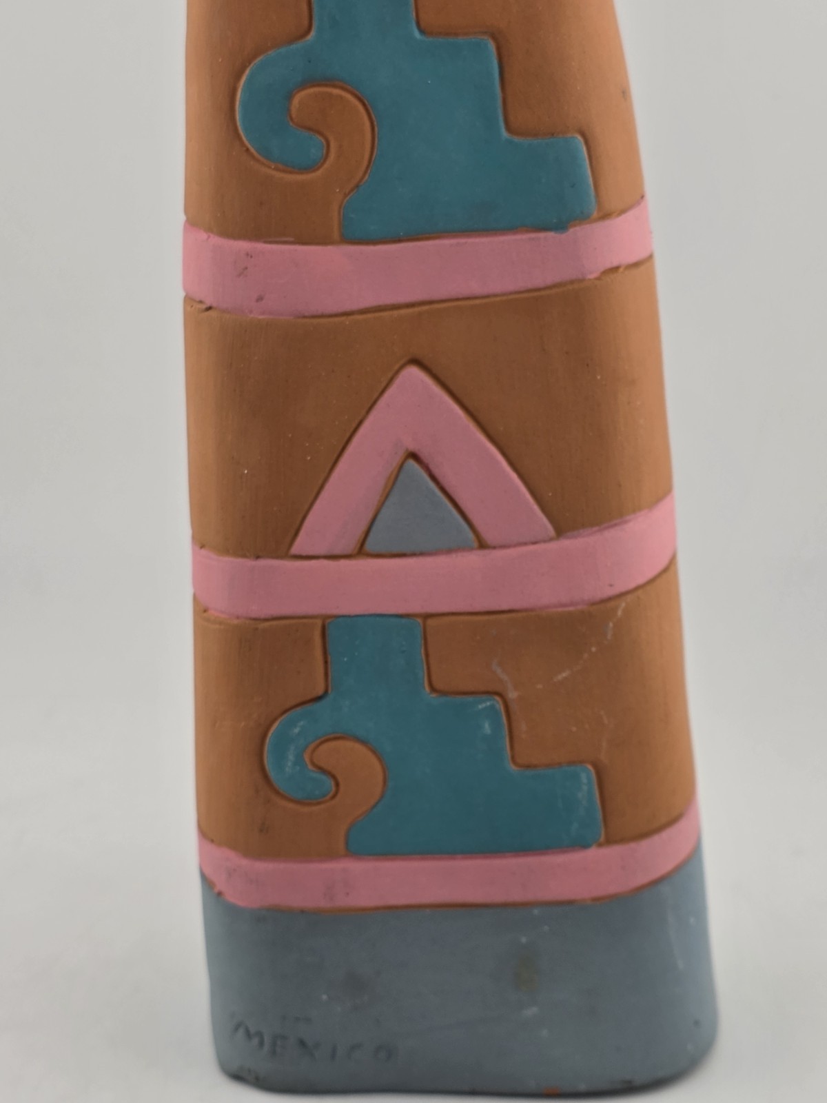 Vintage Handmade Painted Clay Indeginous Pottery Woman Holding Pot 15″ High
