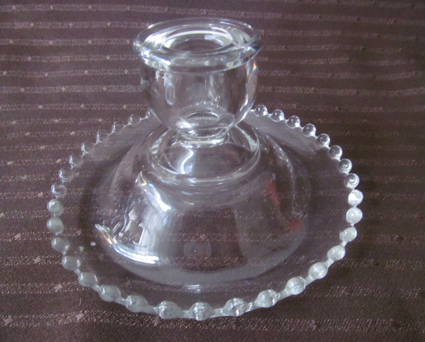 Vintage CANDLEWICK Clear Flat Candleholder Candle Stick~Imperial Glass