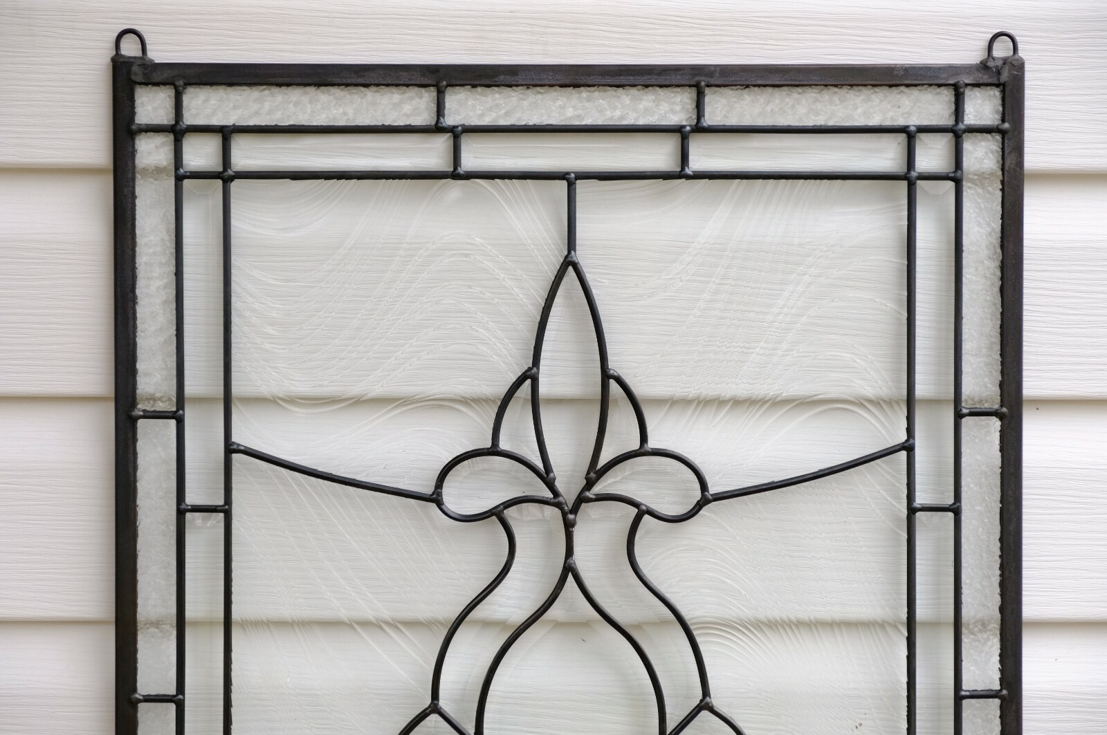 Stunning Handcrafted All Clear stained glass Beveled window panel, 20″ x 34″