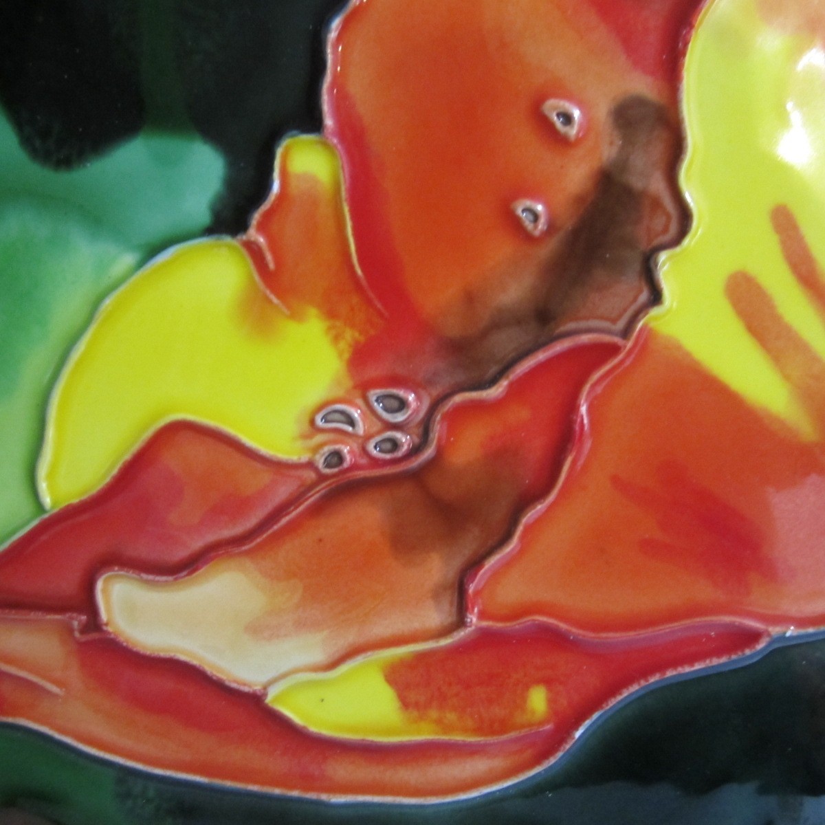 Poppy Ceramic Art Tile Flower Orange Red Yellow 8″ x 8″ Continental Art Center