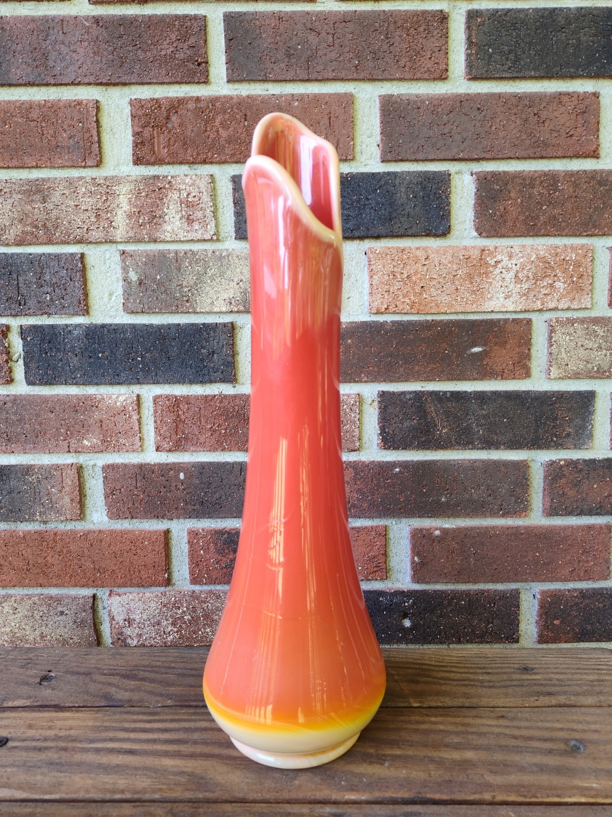 Vintage Mid Century LE SMITH BITTERSWEET 17″ Swung Vase Base Glows Very Nice