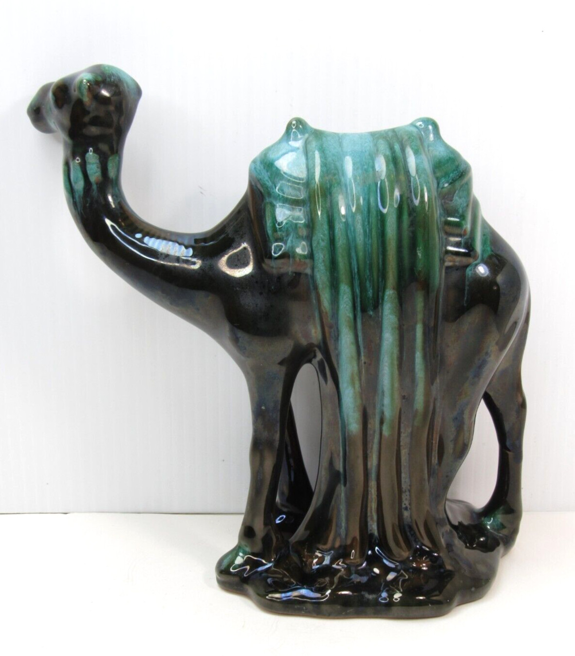 Vtg RARE Standing Camel Figurine Blue Mountain Pottery BMP Canada Green Glaze