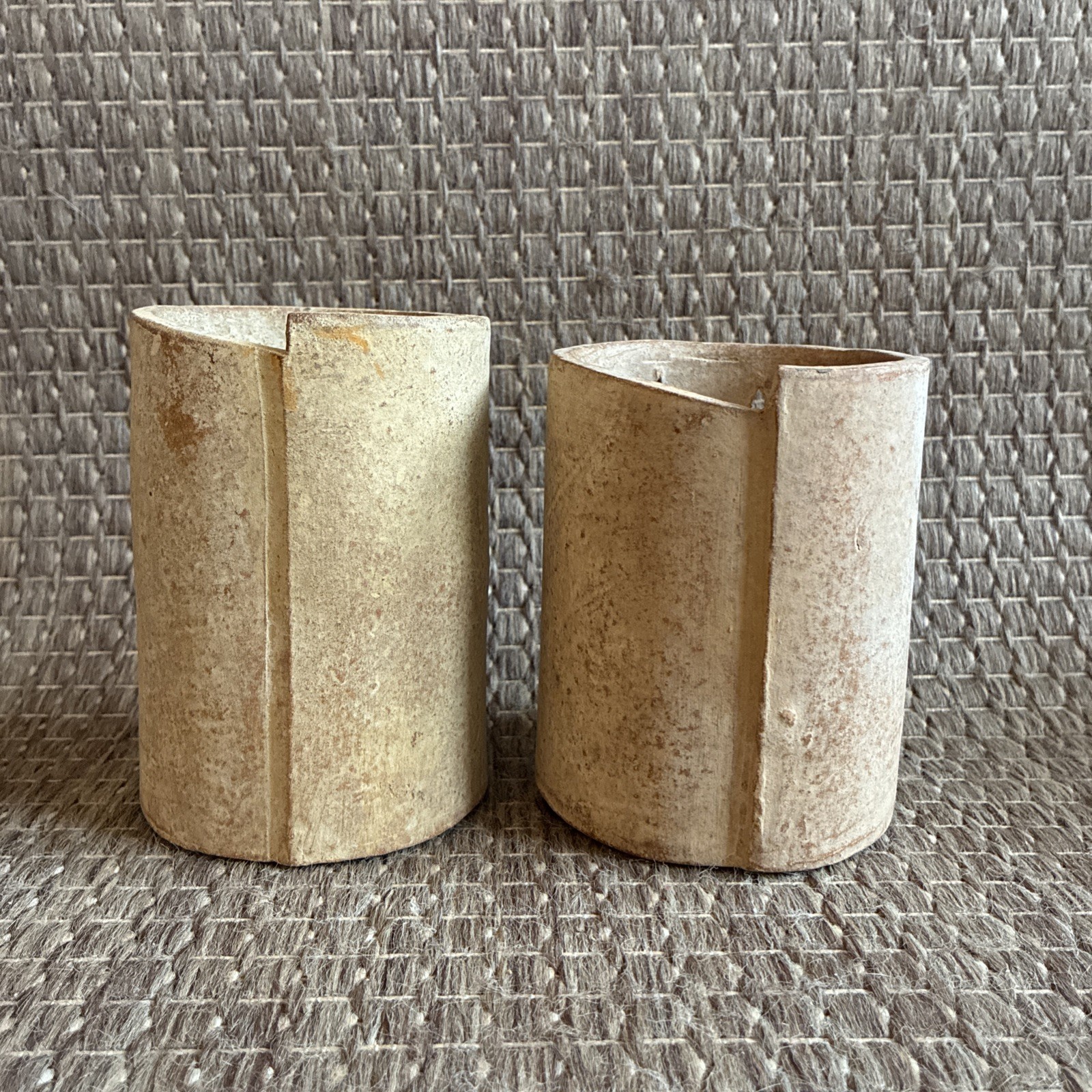 Art Pottery Clay Halloween Jack-o-lanterns Candle Holders (Lot Of 4) Handmade