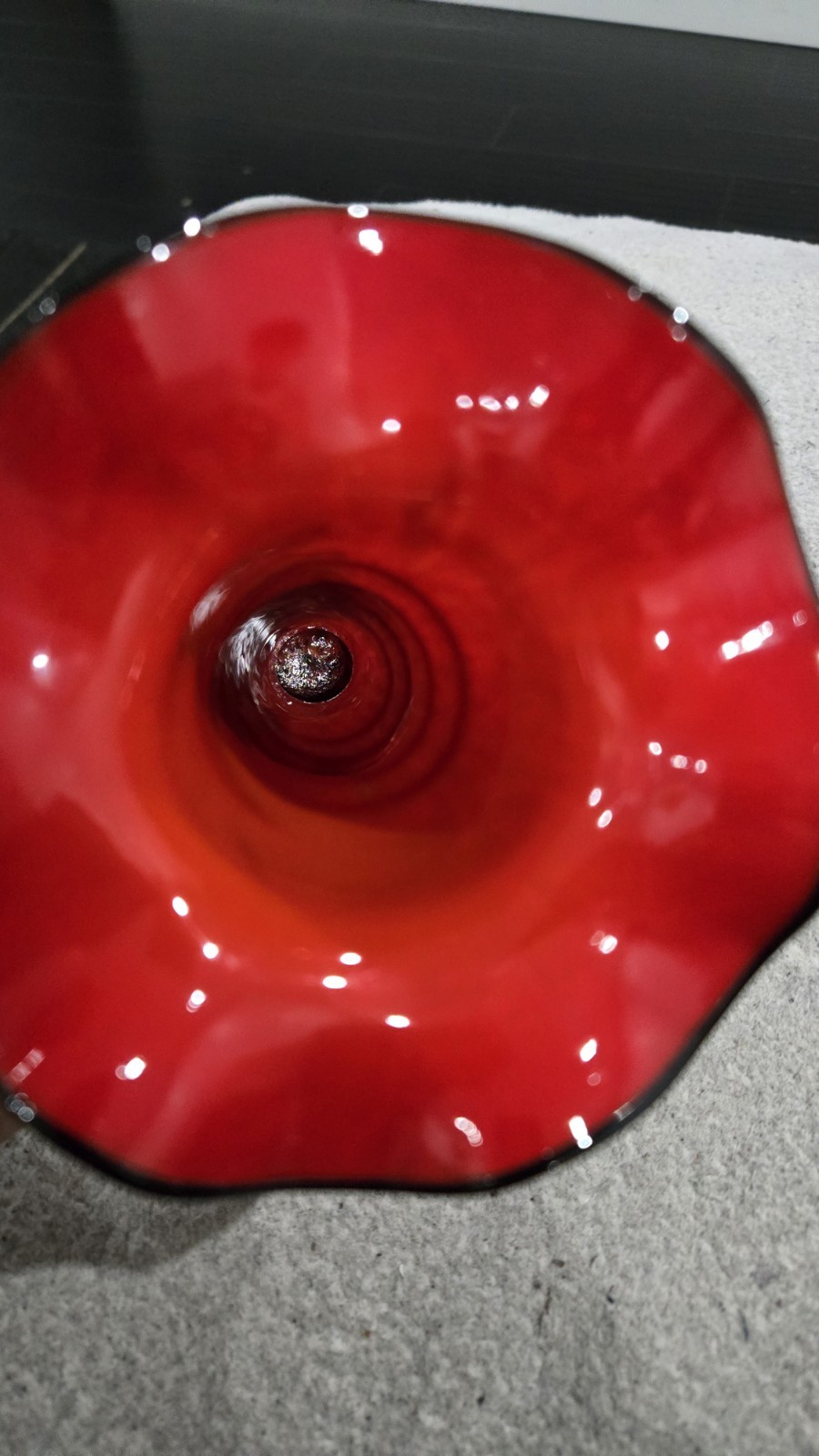 Vintage CzechoslovakiaGlass Tango ? Vase Red & Yellow Black Swirl Bohemian Lot 2