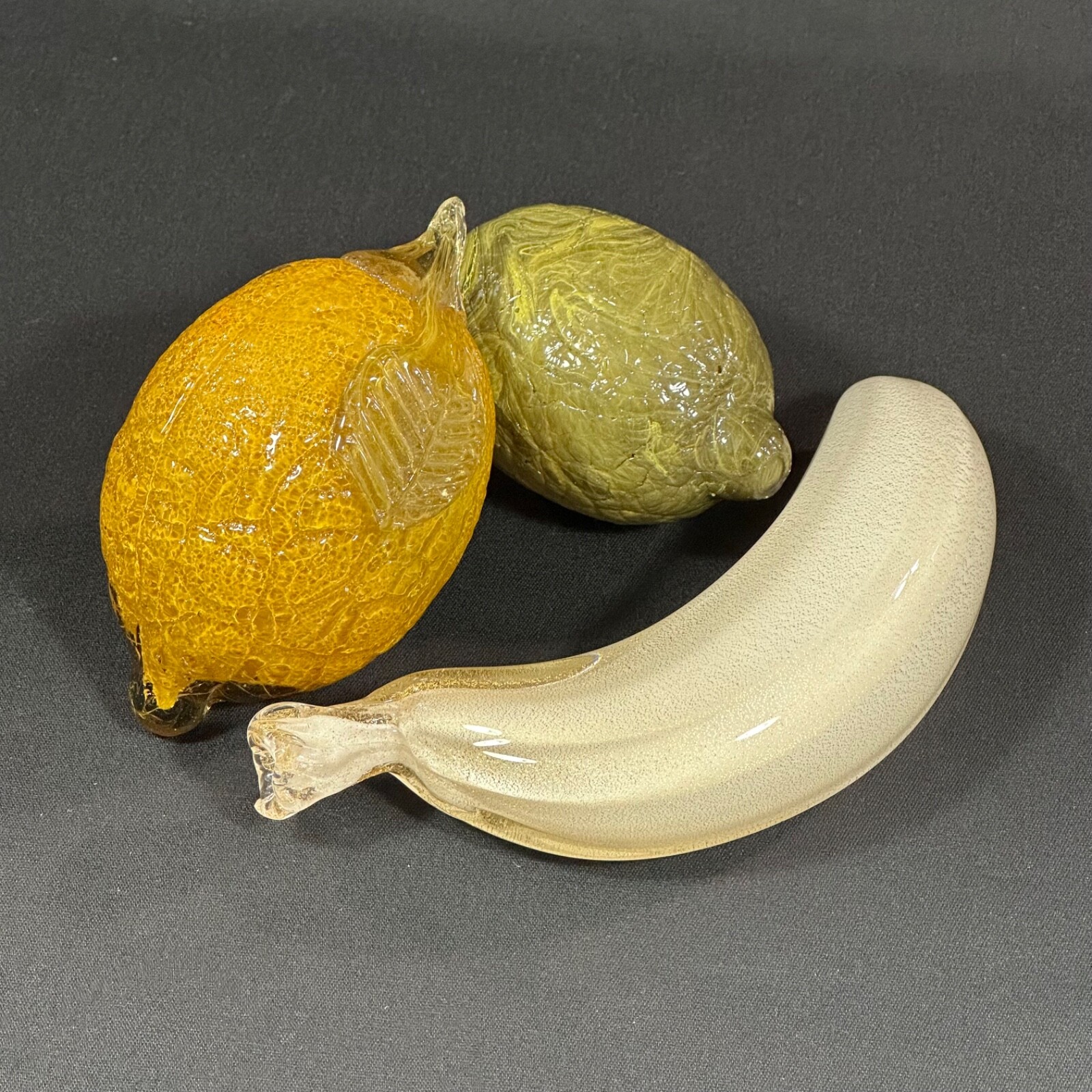 Vintage Alfredo Barbini Murano Glass Fruit – Banana, Lime, Lemon – Excellent