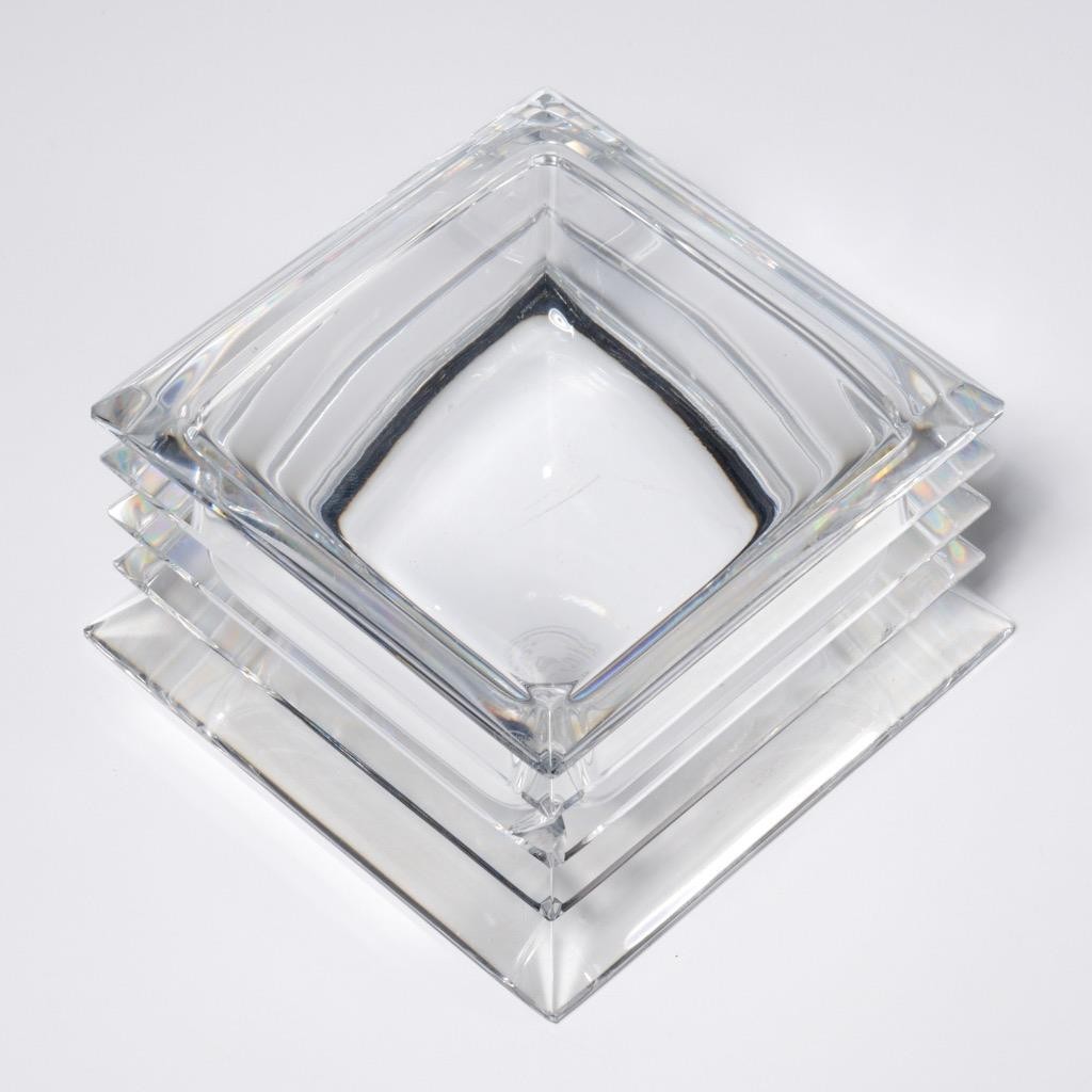 Vintage Baccarat Clear Crystal Square Stacked Lidded Trinket Box Signed France