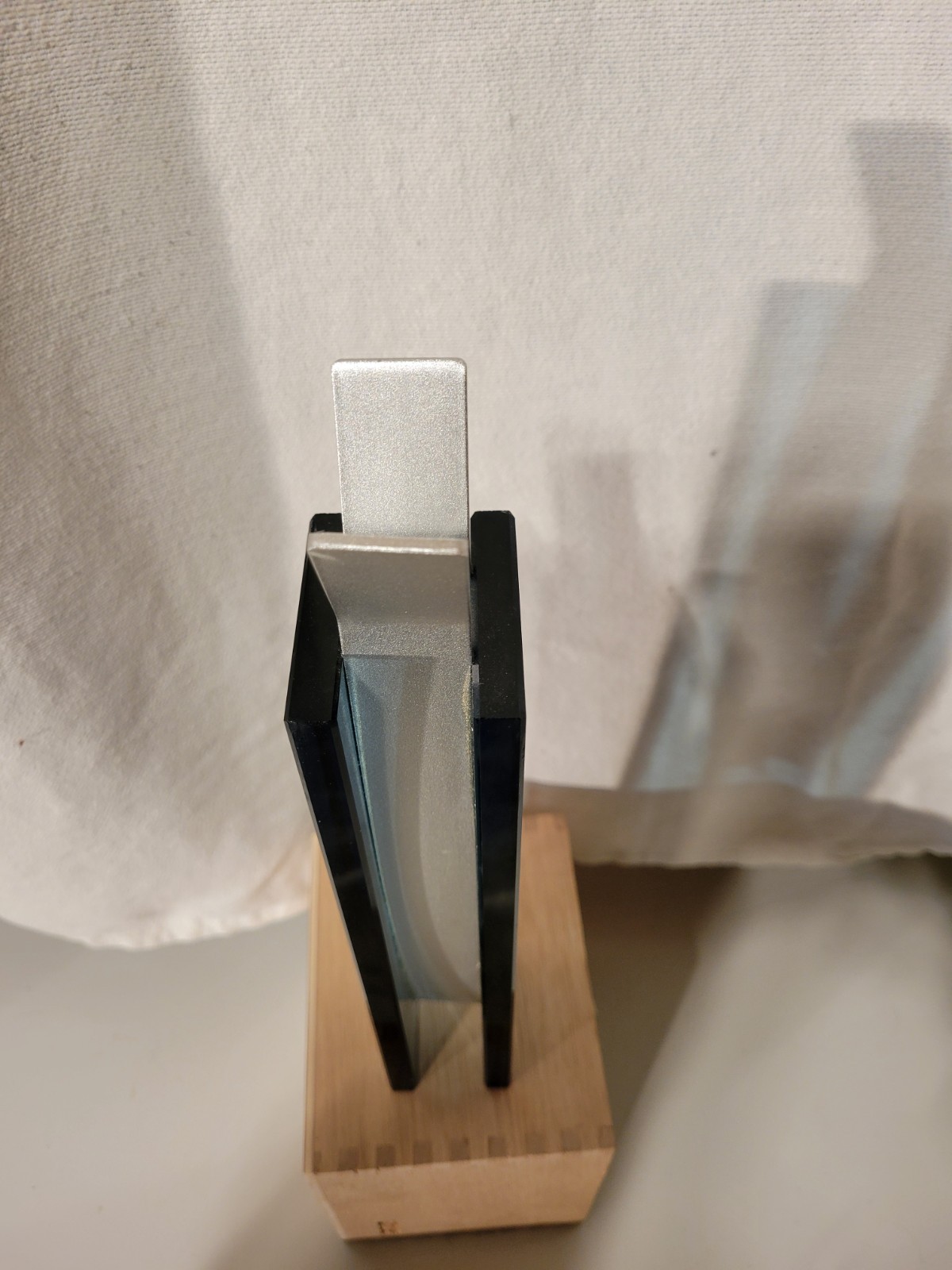 Ribbon Vase – MOMA Peter Hewitt RARE Blue Glass & Anodized Aluminum Contemporary