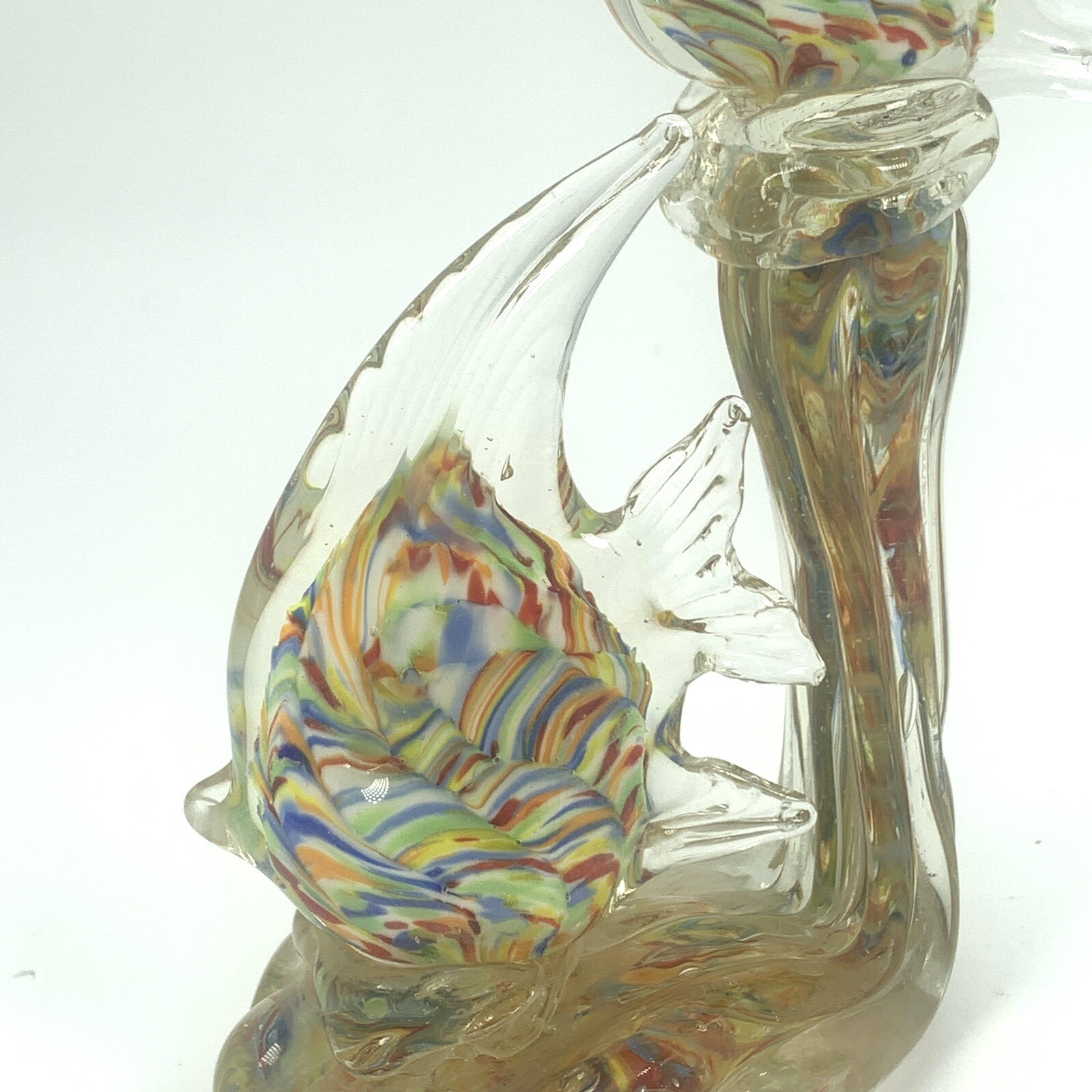 Angel Fish Glass Figurine Multicolor Double Paperweight 8.5″ Sculpture