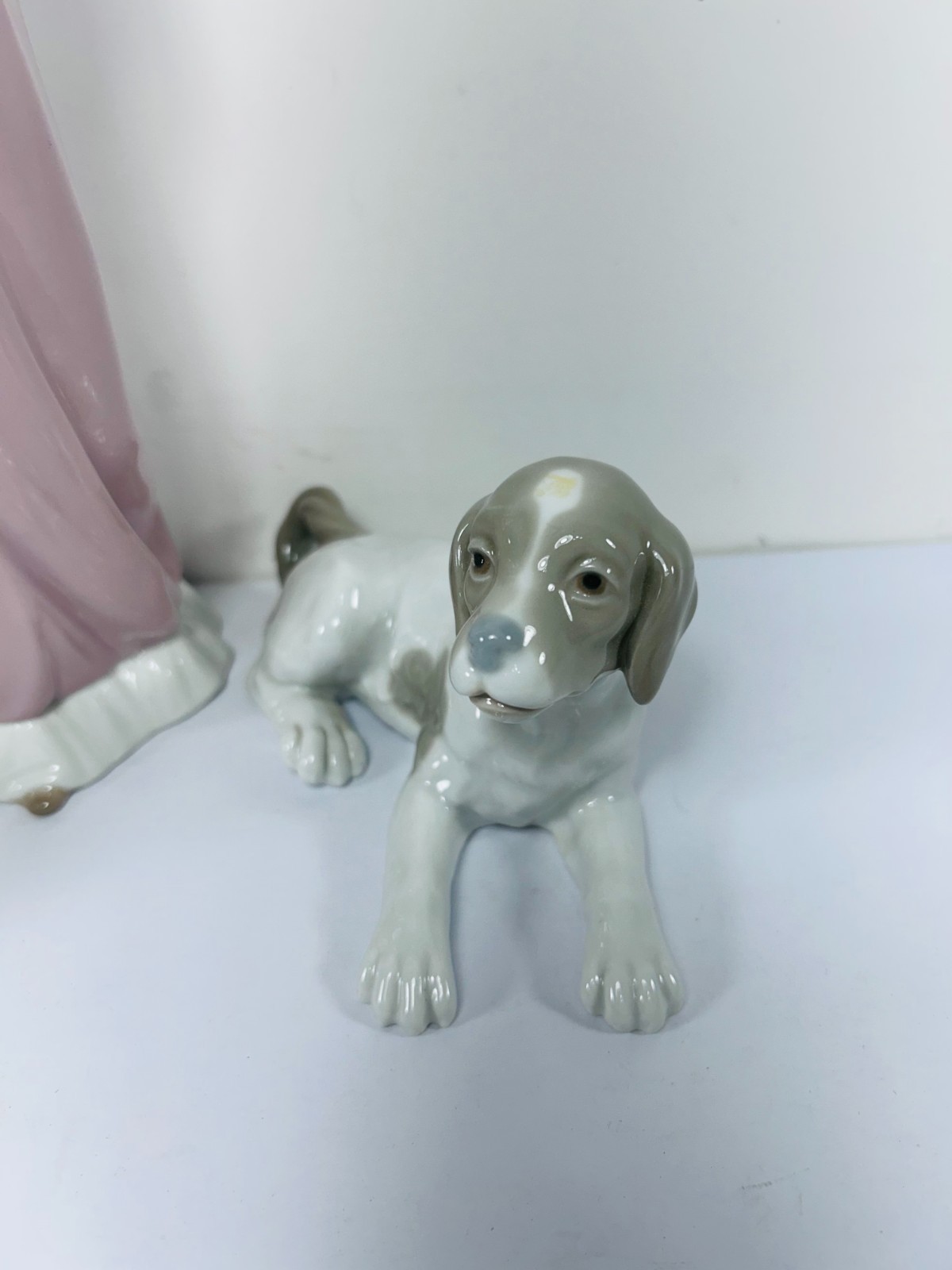 (3) LLADRO / NAO Figures Puppies Playing Hound Dog Girl Rabbit Bunny Spain