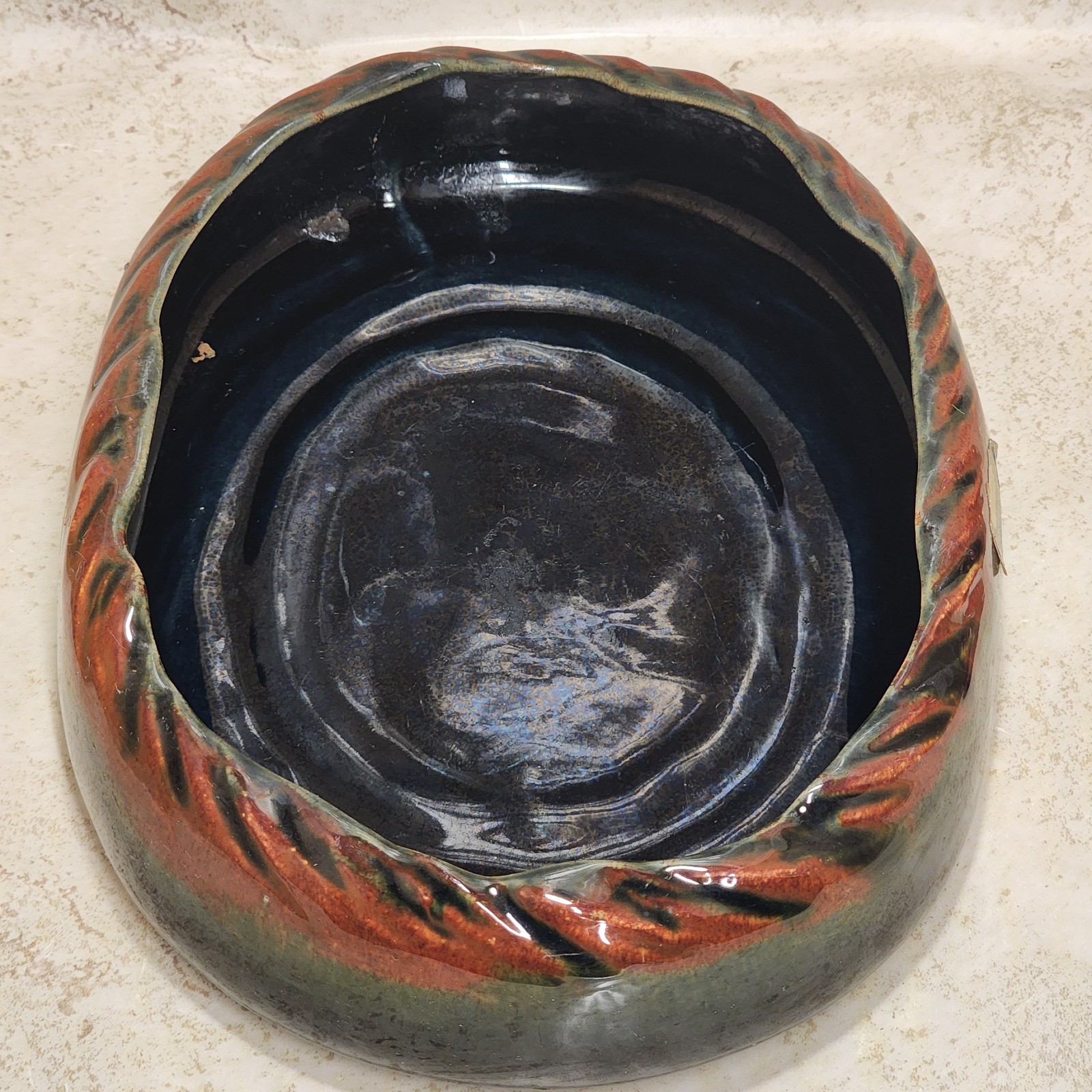 ROSEMEADE Art Pottery FLOWER BOWL 8″ with Crane 6.75″ North Dakota – Rare