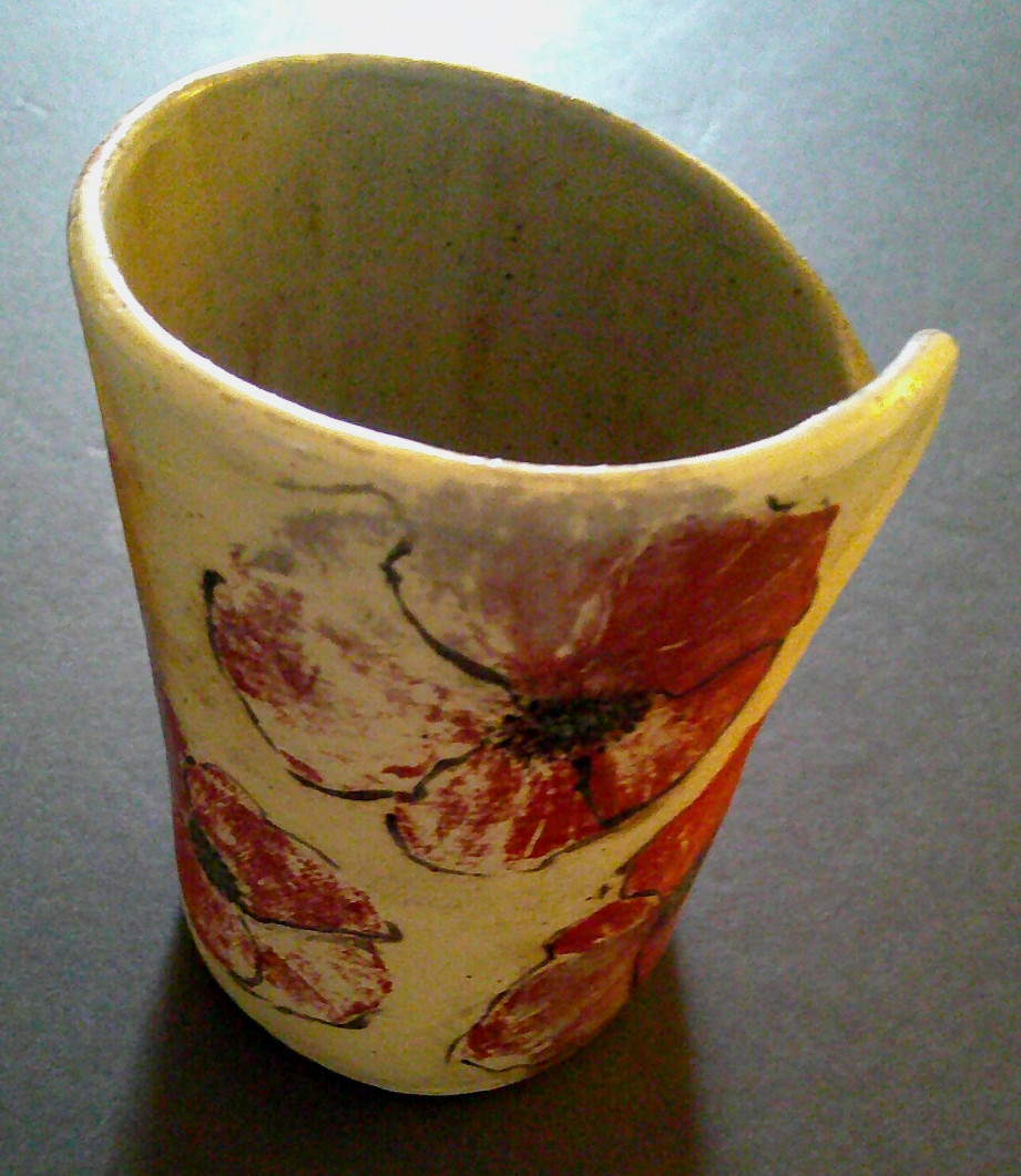 Ceramic Vase: Handmade Ron Roos Studio Art Pottery, 4.25 H x 3.25-inch Diameter