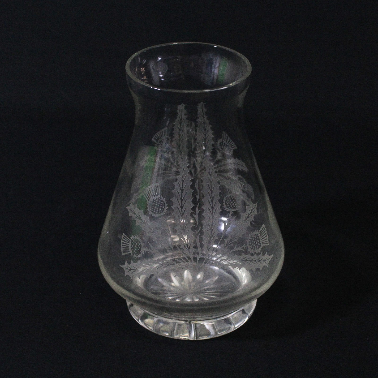 Edinburgh Crystal Thistle Patterned Clear Glass Bouquet Vase 6.5″ Tall