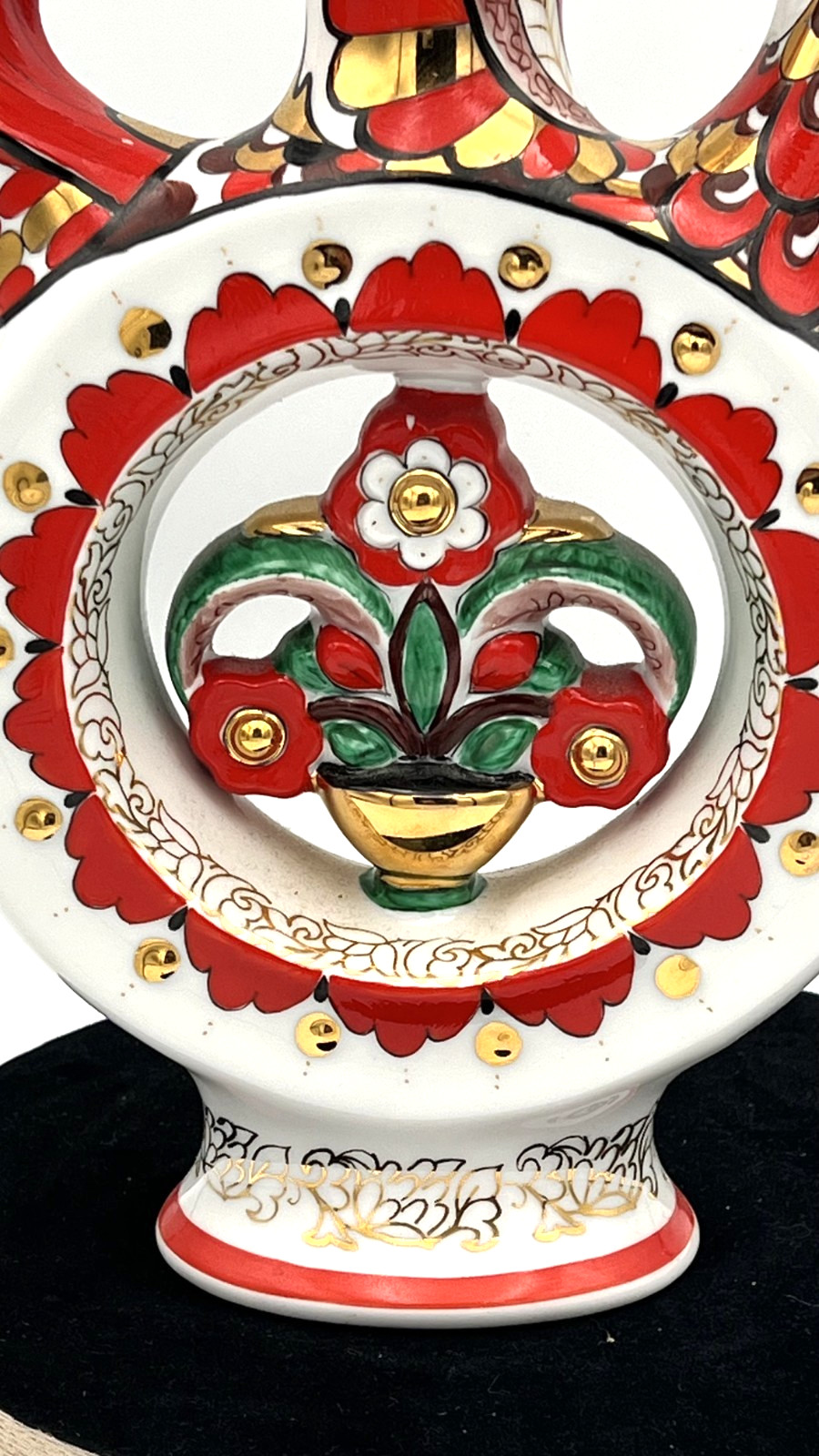 Imperial Lomonosov Russian Porcelain Rooster Kvasnik Jug Red Rooster 22K Gold