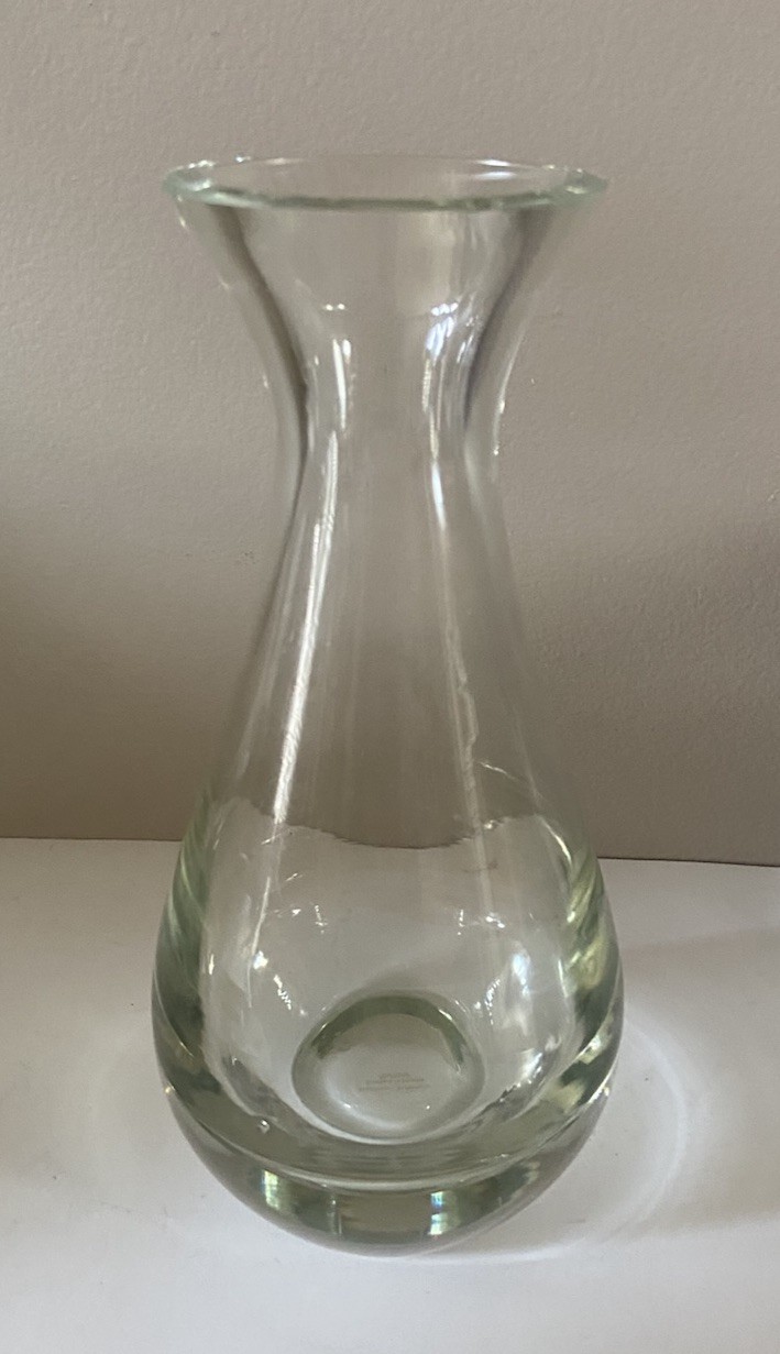 8″ Romanian Mouthblown (Hand Blown) Glass Vase Clear/Slight Green Tint – Romania
