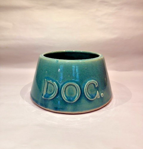 Early McCOY “DOG.” SPANIEL FEEDER BOWL Collector Green Glaze