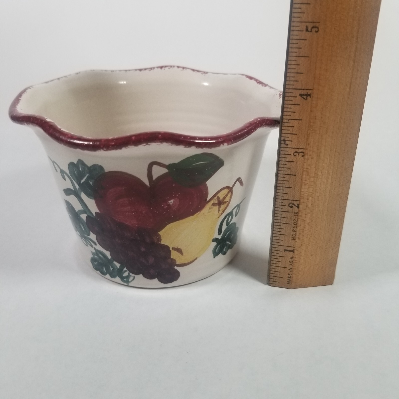 Nichols Pottery NC Dish Planter Fruit Fluted Bowl 5.5″ Diameter Signed 1999