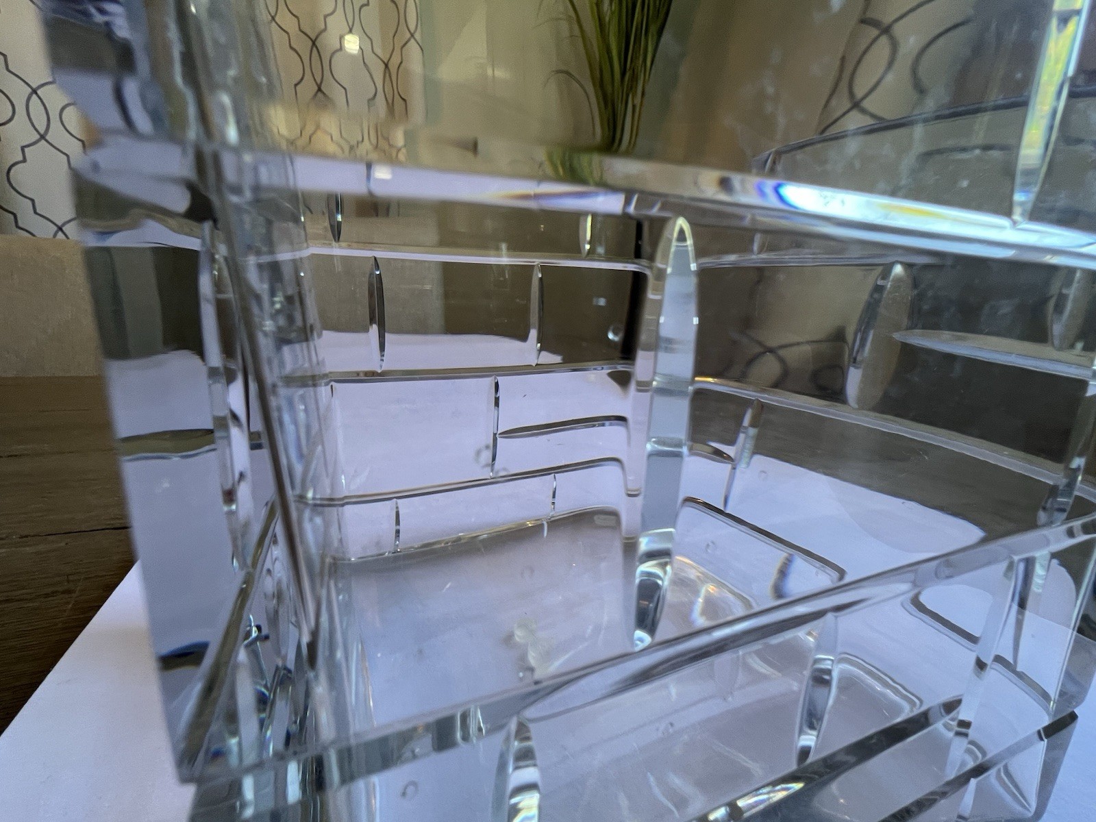 Vintage Baccarat Crystal Espalier XL Square Vase Rare 7.75″ X 7.75″ X 7.75″