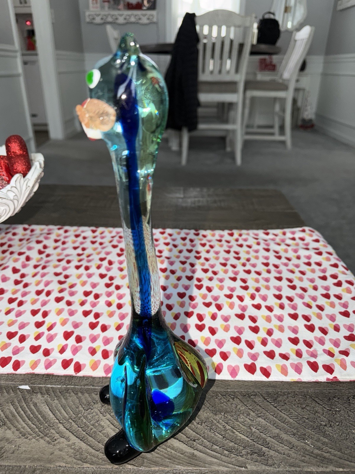 Murano Style Art Glass Abstract Long Neck Cat Kitty Figurine Sculpture