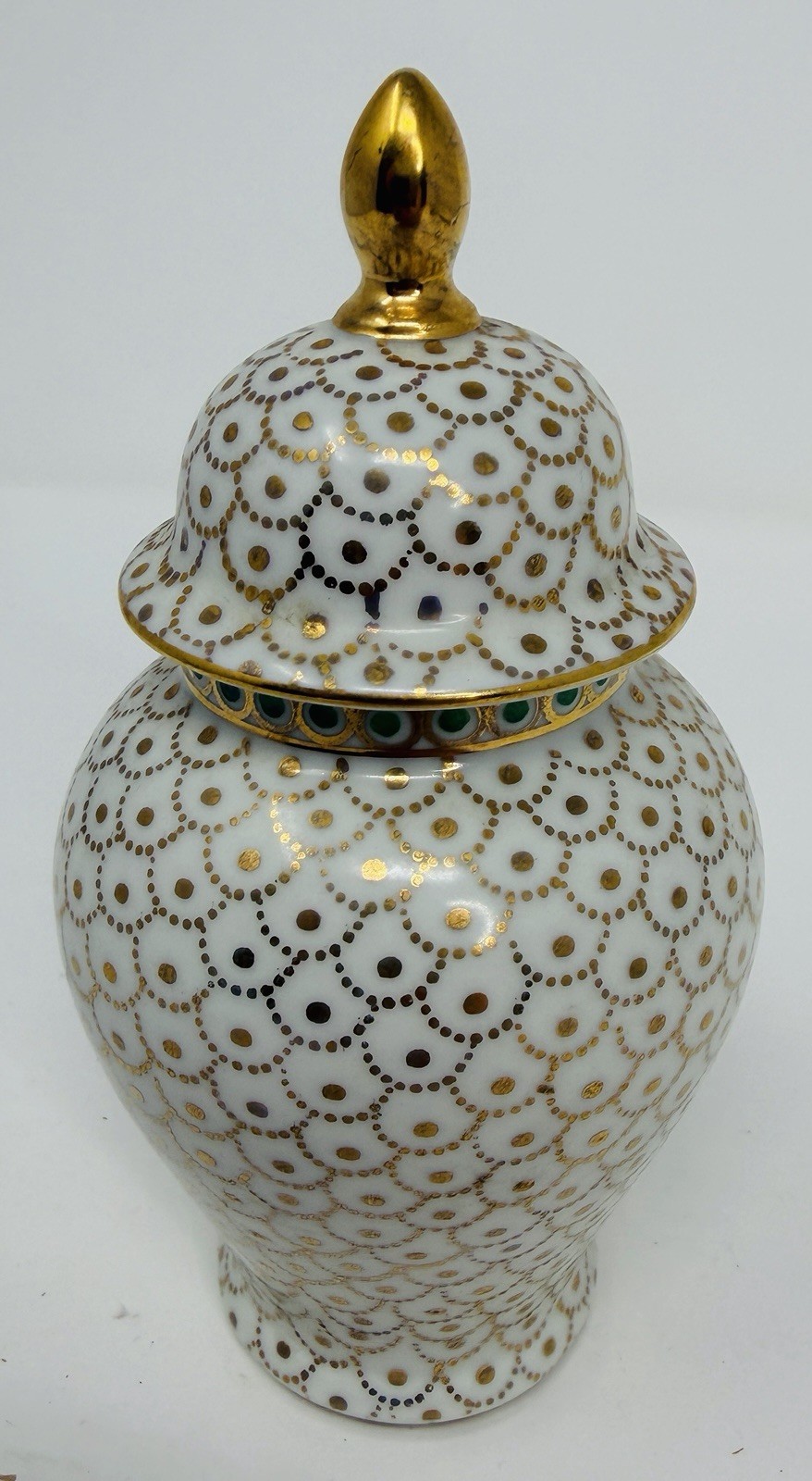 Erphila Germany Lidded Ginger Jar Gold Scale Floral Porcelain
