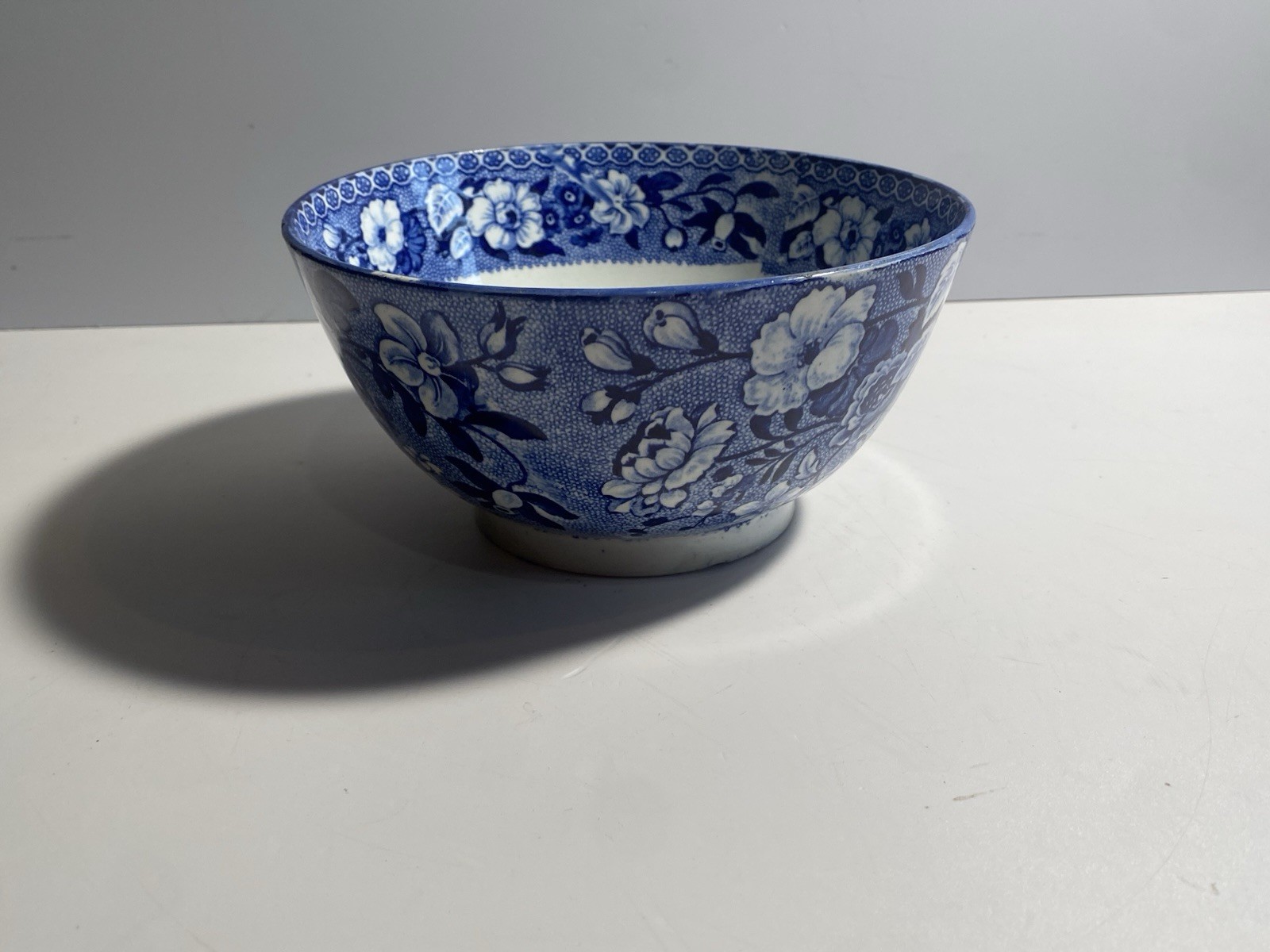 Historical Staffordshire Blue Transfer Waste Bowl Floral Urn 1825