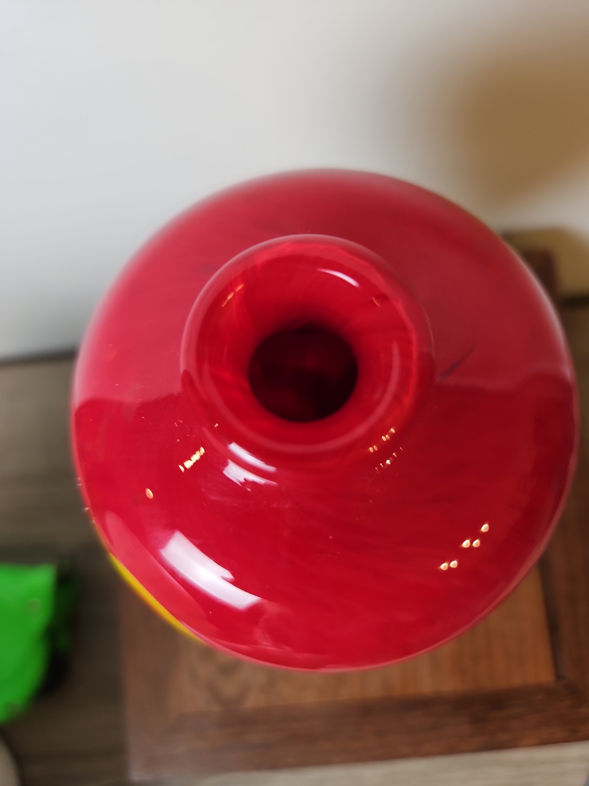Murano-Style, Millefiori Hand Blown Red Art glass vase Perfume Bottle 7″