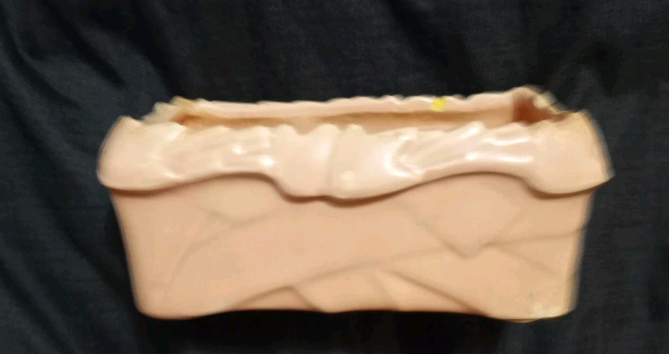 Vintage 1950s McCoy Ceramic Pottery Rectangular Planter Box Pink/ Peach Embossed