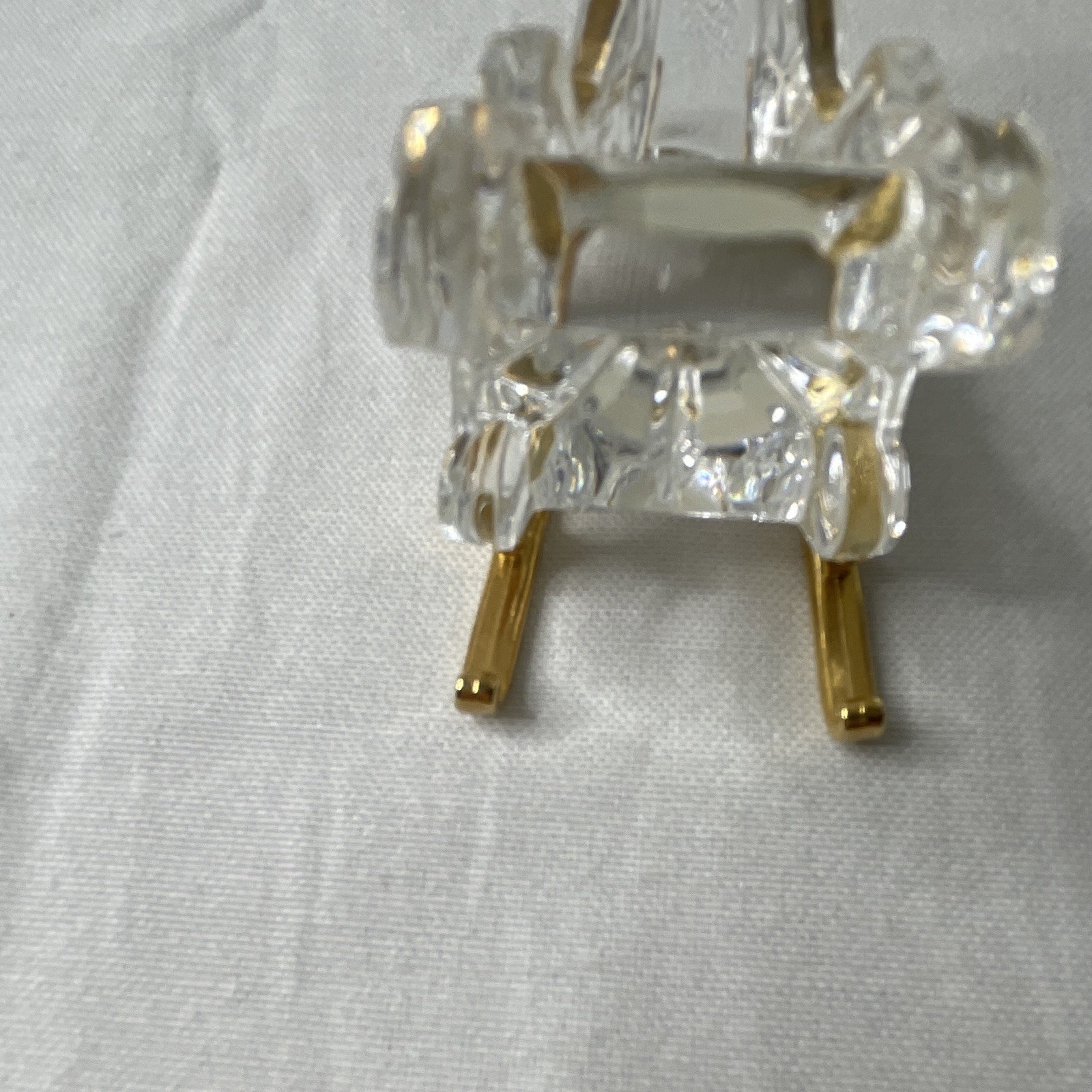 Waterford Cut Crystal Sleigh Figurine Gold Tone Metal Runners 3D Effect B-12