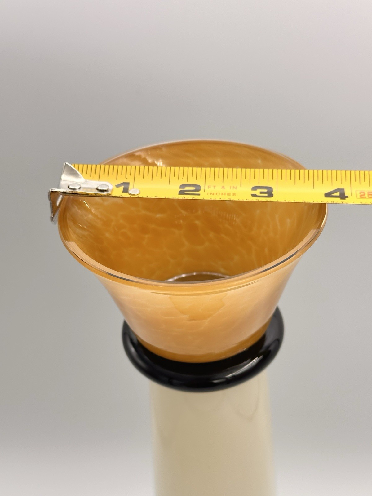 Vintage Hand Blown Art Glass Pedestal Pillar Candle Holder Art Deco MCM 14.5”