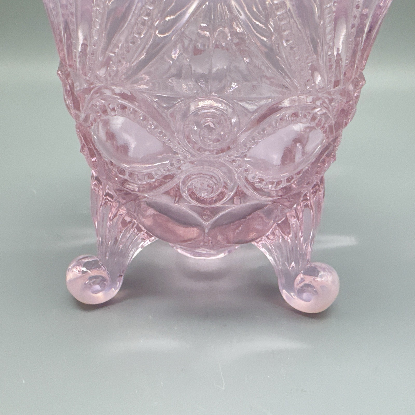 Mosser Glass Pink Opalescent Spooner Vase Eye Winker