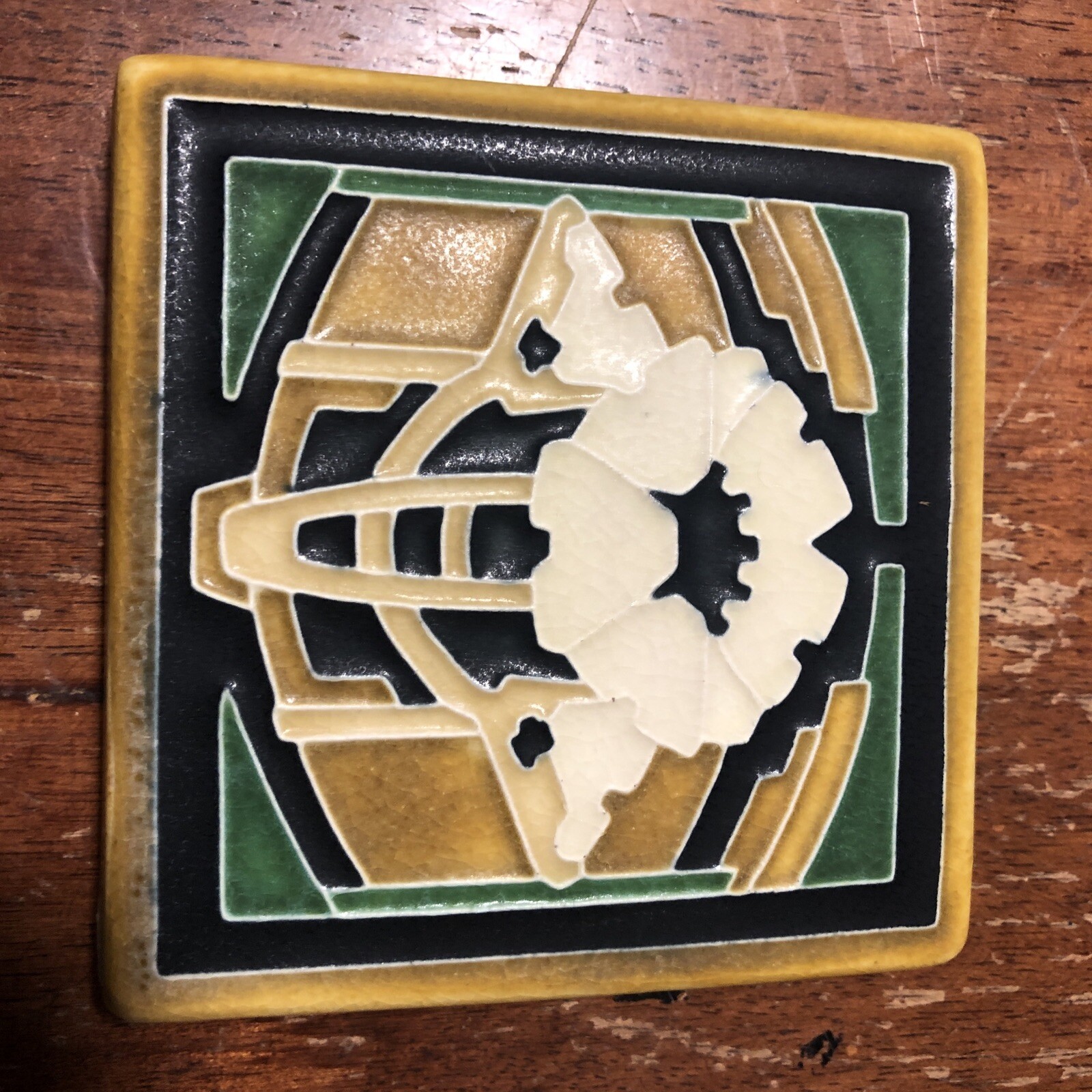 Motawi Tileworks Art Tile Arts and Crafts Art Deco Water Lily Flower Rare Stamp