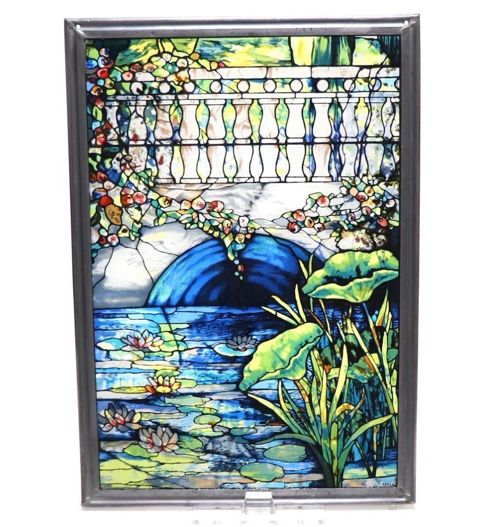 Louis C Tiffany Mellon Mansion Stained Glass Panel Glassmasters MMA 1908 VTG