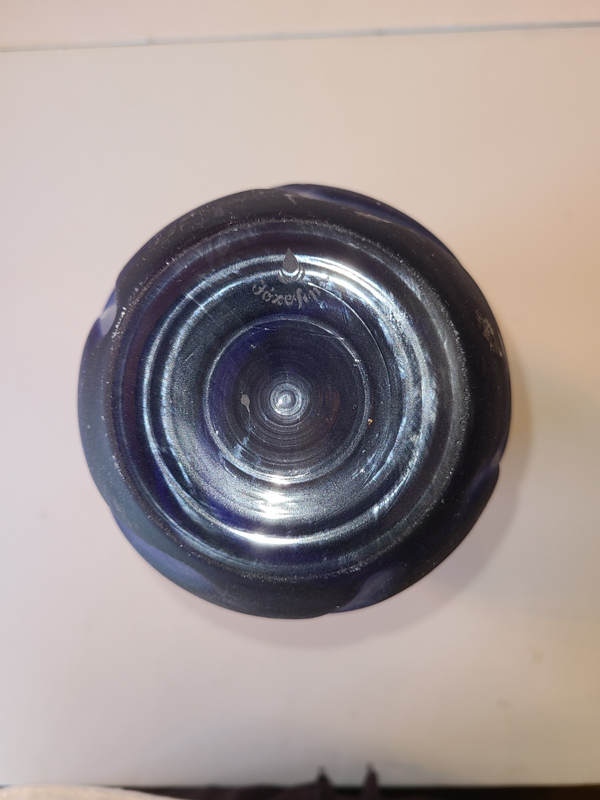 12in 5lb Vase Hand Blown Made In Poland Blue Glass. Satin Finish. By Josefina