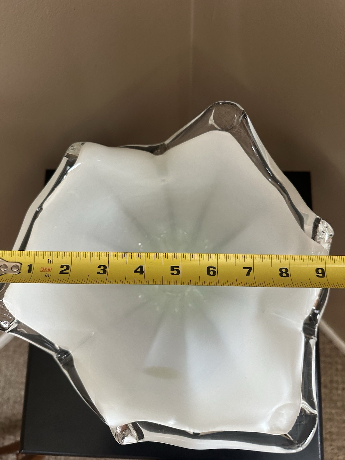 White Murano Hand Blown Cristal Fazzoletto Handkerchief Style Bowl Made in Italy