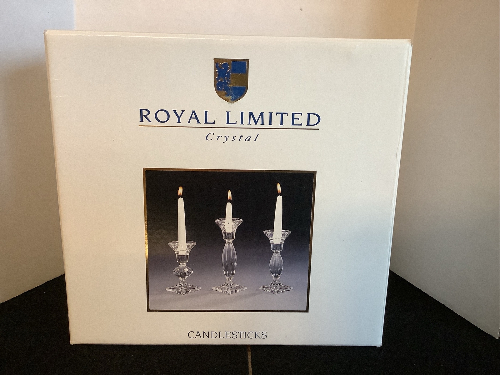 ROYAL LIMITED CRYSTAL CANDLESTICKS 24% FULL LEAD CRYSTAL Set of 3