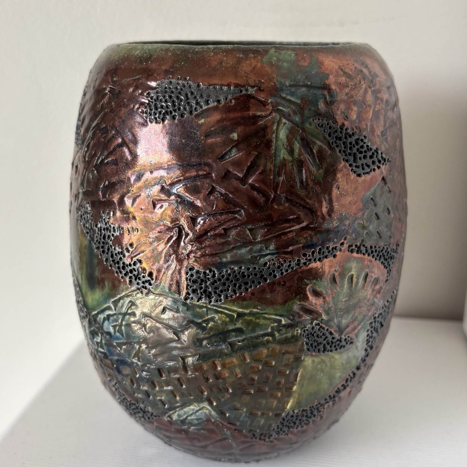 Harold Long Cherokee Raku Art Pottery Vase Signed Native American Handcrafted