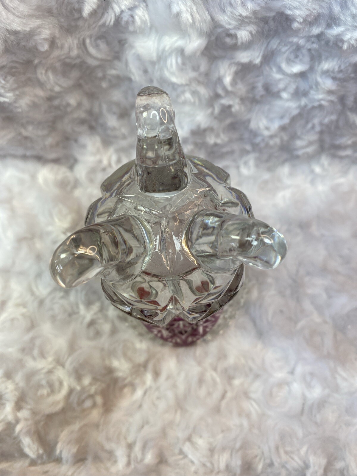 Vintage Anne Hutte German Purple and Clear Lead Crystal Etched Snowflake Vase