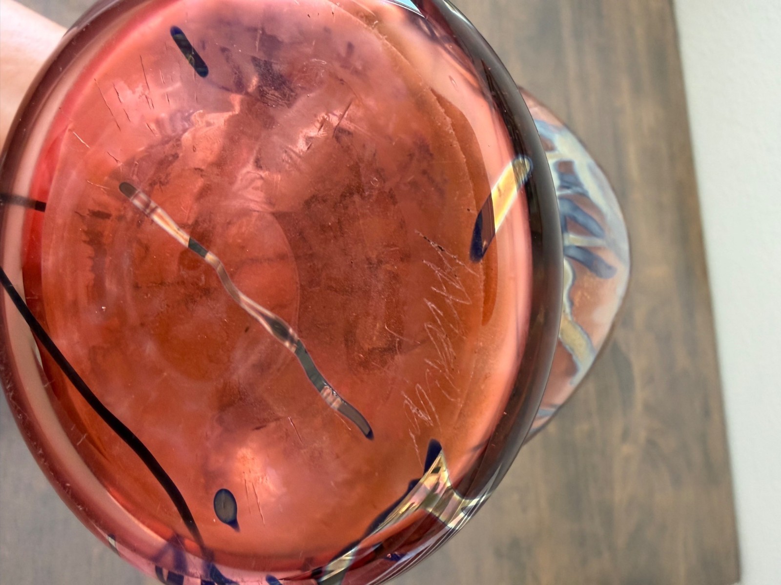 Signed Tim Lazer Dichroic Studio Art Glass Vase 17″